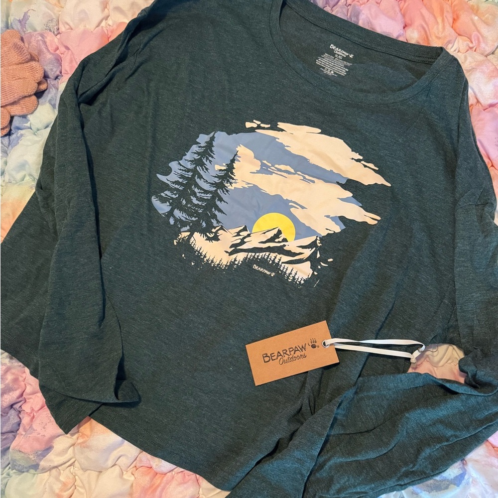 NWT BearPaw Forest Graphic Long Sleeve Tee